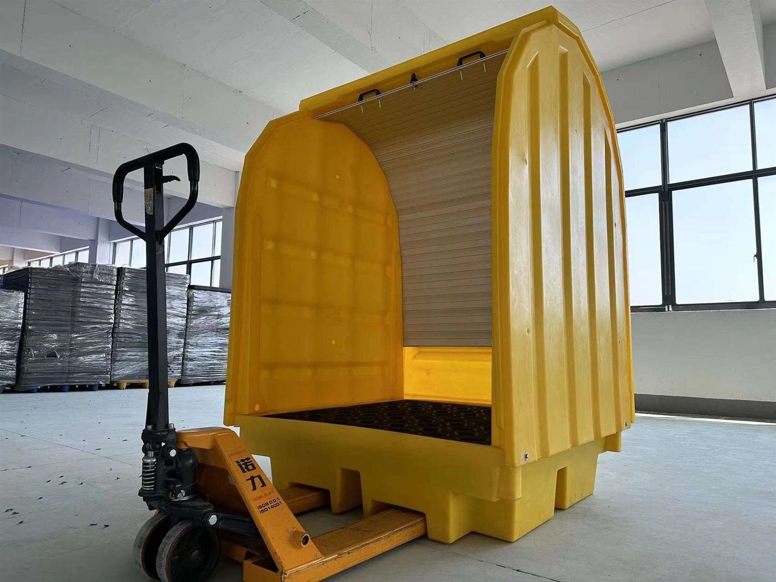 4-Drum-Hardcover-Spill-Pallet-with-Roller-Door-Forklift-Ready 4-Drum-Hardcover-Spill-Pallet-with-Roller-Door-Forklift-Ready