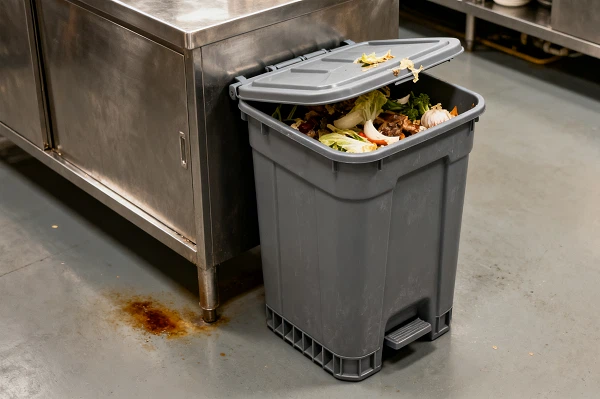 plastic kitchen garbage can in a restaurant kitchen plastic kitchen garbage can in a restaurant kitchen