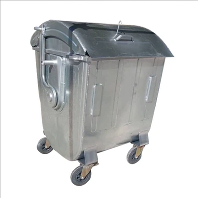 4 Wheels Galvanised Steel Waste Can